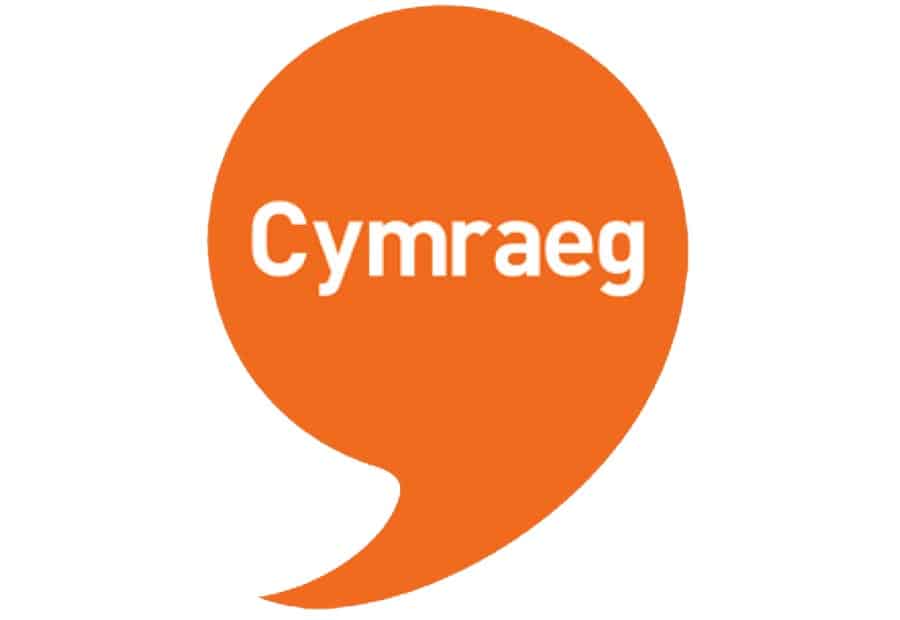 Cymraeg logo orange on white background